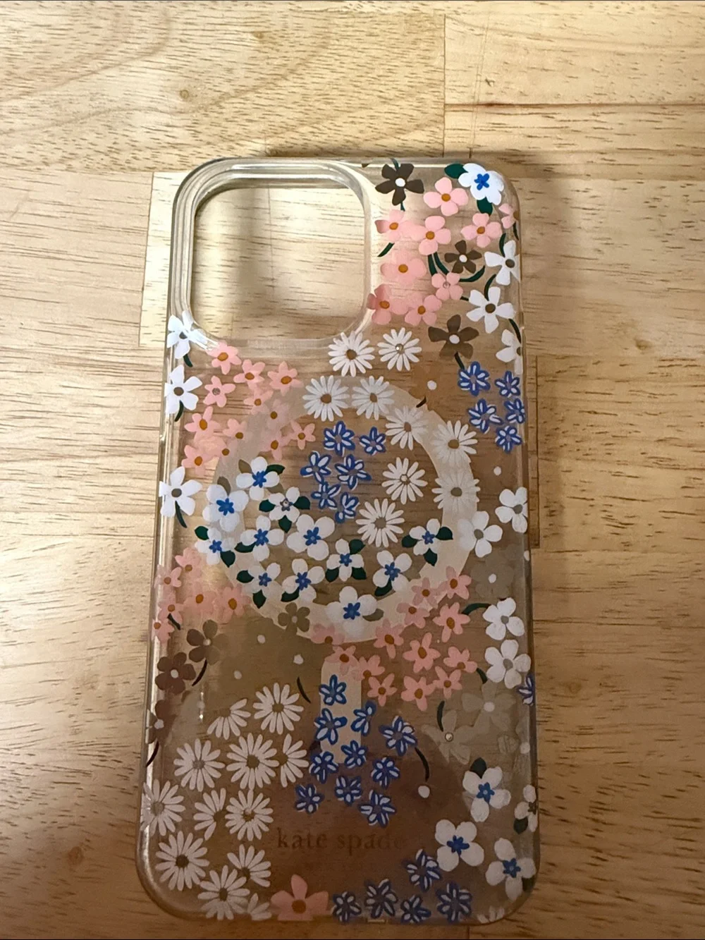 kate spade Clear Floral Phone Case - Pink, Blue & White 15 pro max